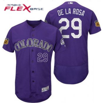 Men's Colorado Rockies #29 Jorge De La Rosa Purple 2017 Spring Training Stitched MLB Majestic Flex Base Jersey