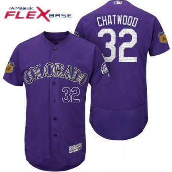 Men's Colorado Rockies #32 Tyler Chatwood Purple 2017 Spring Training Stitched MLB Majestic Flex Base Jersey