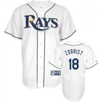 Men's Tampa Bay Rays #18 Ben Zobrist White Home Stitched MLB Majestic Cool Base Jersey