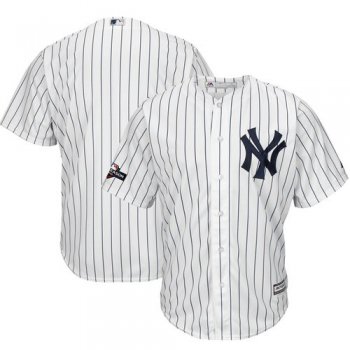 New York Yankees Majestic 2019 Postseason Official Cool Base Player White Navy Jersey