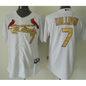 St. Louis Cardinals #7 Matt Holliday White With Gold Jersey