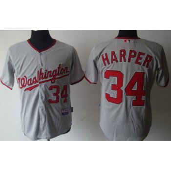 Washington Nationals #34 Bryce Harper Gray Jersey