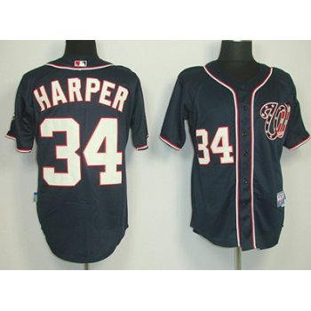 Washington Nationals #34 Bryce Harper Navy Blue Jersey