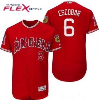 Men's Los Angeles Angels of Anaheim #6 Yunel Escobar Red 2017 Spring Training Stitched MLB Majestic Flex Base Jersey