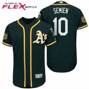 Men's Oakland Athletics #10 Marcus Semien Green 2017 Spring Training Stitched MLB Majestic Flex Base Jersey