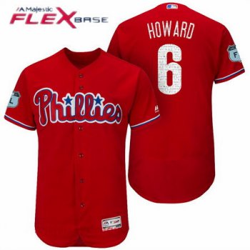 Men's Philadelphia Phillies #6 Ryan Howard Red 2017 Spring Training Stitched MLB Majestic Flex Base Jersey