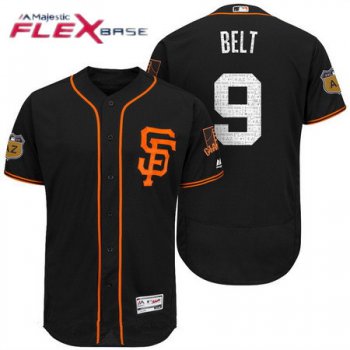 Men's San Francisco Giants #9 Brandon Belt Black 2017 Spring Training Stitched MLB Majestic Flex Base Jersey