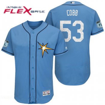 Men's Tampa Bay Rays #53 Alex Cobb Light Blue 2017 Spring Training Stitched MLB Majestic Flex Base Jersey