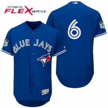 Men's Toronto Blue Jays #6 Marcus Stroman Blue No Name 2017 Spring Training Stitched MLB Majestic Flex Base Jersey