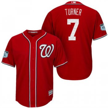 Men's Washington Nationals #7 Trea Turner Red 2017 Spring Training Stitched MLB Majestic Cool Base Jersey