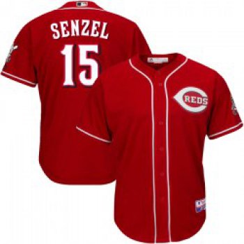 Cincinnati Reds #15 Nick Senzel Men's Replica Majestic Cool Base Alternate Jersey - Red