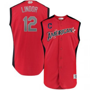 MLB American League 12 Francisco Lindor Red 2019 All-Star Game Men Jersey