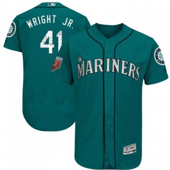 Men's Authentic Seattle Mariners #41 Mike Wright Jr. Majestic Flex Base 2018 Spring Training Aqua Jersey