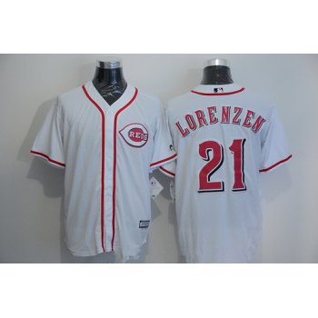 Men's Cincinnati Reds #21 Michael Lorenzen White Home Stitched MLB Majestic Cool Base Jersey