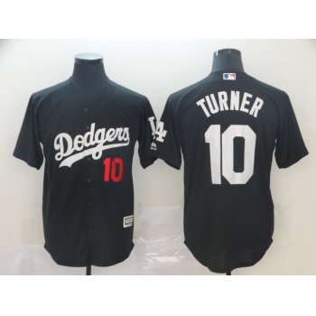 Men's Los Angeles Dodgers 10 Justin Turner Black Turn Back The Clock Cool Base Jersey