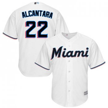 marlins #22 Sandy Alcantara White New Cool Base Stitched Baseball Jersey