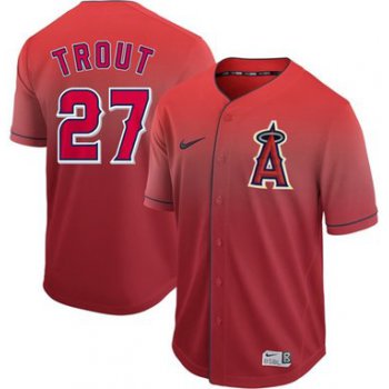 Angels of Anaheim #27 Mike Trout Red Fade Authentic Stitched Baseball Jersey