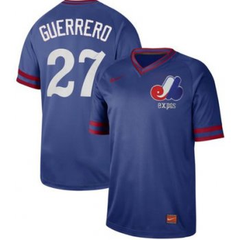 Expos #27 Vladimir Guerrero Royal Authentic Cooperstown Collection Stitched Baseball Jersey