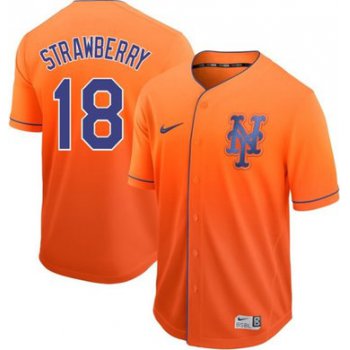 Mets #18 Darryl Strawberry Orange Fade Authentic Stitched Baseball Jersey