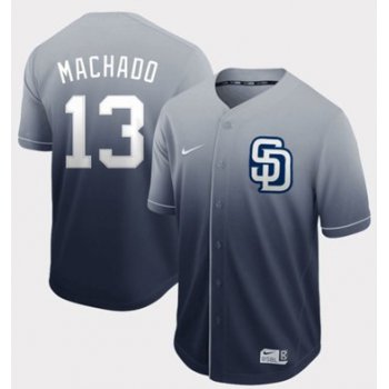 Padres #13 Manny Machado Navy Fade Authentic Stitched Baseball Jersey