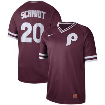 Phillies #20 Mike Schmidt Maroon Authentic Cooperstown Collection Stitched Baseball Jersey