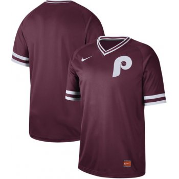 Phillies Blank Maroon Authentic Cooperstown Collection Stitched Baseball Jersey