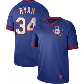 Rangers #34 Nolan Ryan Royal Authentic Cooperstown Collection Stitched Baseball Jersey