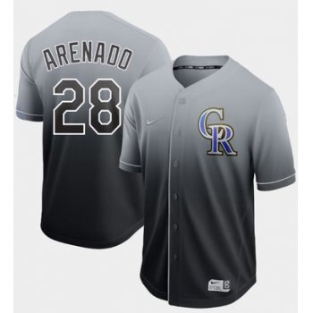 Rockies #28 Nolan Arenado Black Fade Authentic Stitched Baseball Jersey