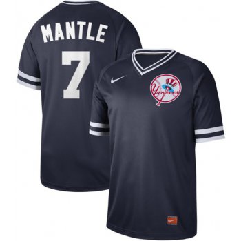 Yankees #7 Mickey Mantle Navy Authentic Cooperstown Collection Stitched Baseball Jersey