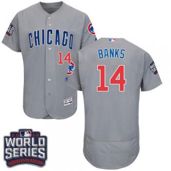 Cubs #14 Ernie Banks Grey Flexbase Authentic Collection Road 2016 World Series Bound Stitched MLB Jersey