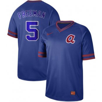 Braves #5 Freddie Freeman Royal Authentic Cooperstown Collection Stitched Baseball Jersey