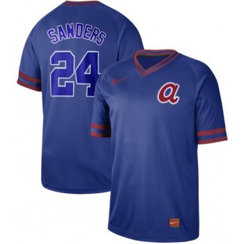 Men's Atlanta Braves #24 Deion Sanders Royal Authentic Cooperstown Collection Stitched Baseball Jersey