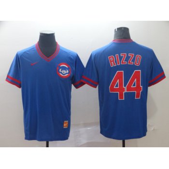 Men's Chicago Cubs 44 Anthony Rizzo Blue Throwback Jersey