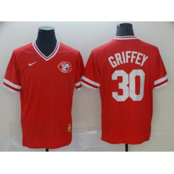 Men's Cincinnati Reds 30 Ken Griffey Jr Red Throwback Jersey