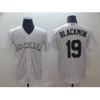 Men's Colorado Rockies 19 Charlie Blackmon White Cool Base Jersey