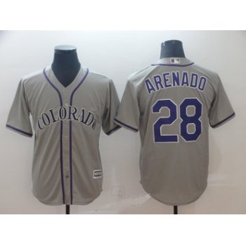 Men's Colorado Rockies 28 Nolan Arenado Gray Cool Base Jersey