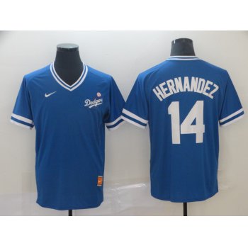 Men's Los Angeles Dodgers 14 Enrique Hernandez Royal Throwback Jersey