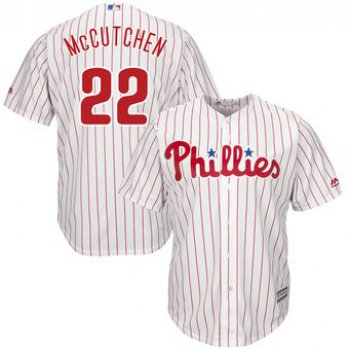 Men's Philadelphia Phillies #22 Andrew McCutchen Majestic White Scarlet Cool Base Jersey