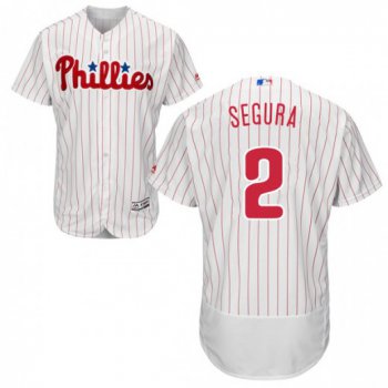 Men's Philadelphia Phillies #2 Jean Segura White Flex Base Home Jersey