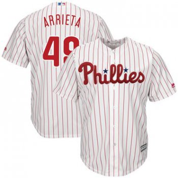 Men's Phillies 49 Jake Arrieta White Cool Base Jersey