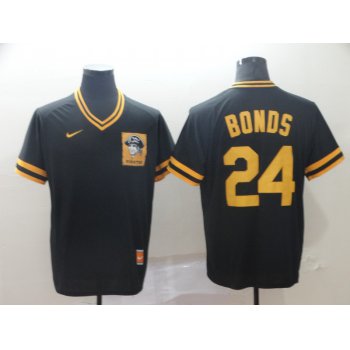 Men's Pittsburgh Pirates 24 Barry Bonds Black Throwback Jersey