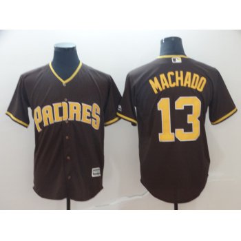 Men's San Diego Padres 13 Manny Machado Brown Cool Base Jersey