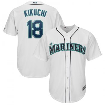 Men's Seattle Mariners 18 Yusei Kikuchi White Cool Base Jersey