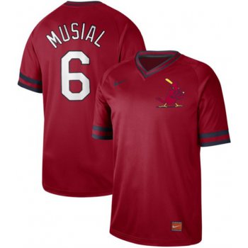 Men's St. Louis Cardinals #6 Stan Musial Red Authentic Cooperstown Collection Stitched Baseball Jersey