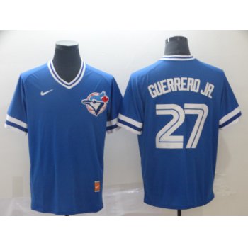 Men's Toronto Blue Jays 27 Vladimir Guerrero Jr. Royal Throwback Jersey