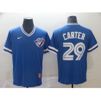 Men's Toronto Blue Jays 29 Joe Carter Royal Throwback Jersey