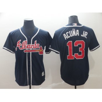 Men's Atlanta Braves 13 Ronald Acuna Jr. Navy Cool Base Jersey