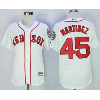 Men's Boston Red Sox #45 Pedro Martinez Retired White Stitched MLB 2016 Majestic Flex Base Jersey