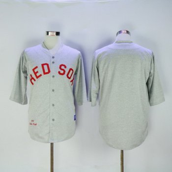 Men's Boston Red Sox Babe Ruth Blank 1914 Gray Stitched MLB Throwback Jersey By Mitchell & Ness