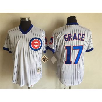 Men's Chicago Cubs #17 Mark Grace 1988 White Pullover Stitched MLB Throwback Jersey By Mitchell & Ness